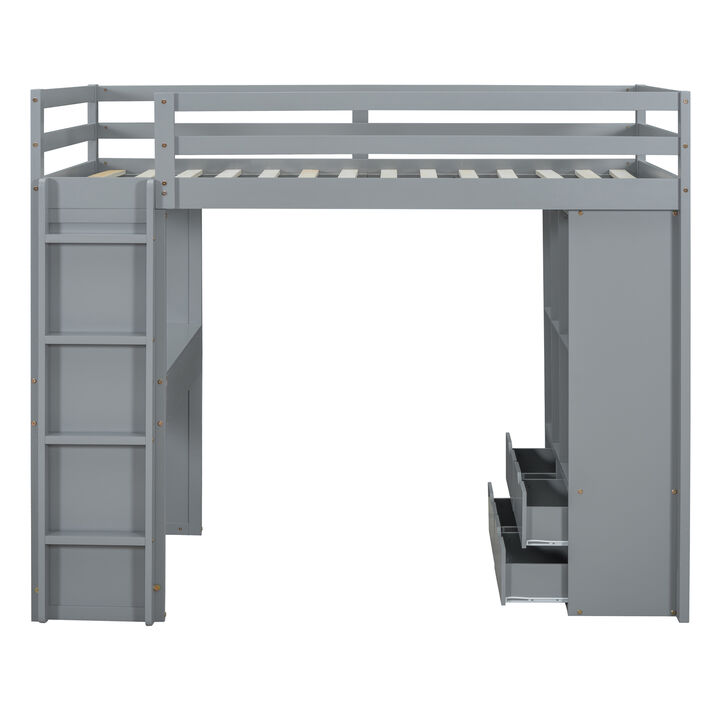 Merax Storage Loft Bed with Writing Desk