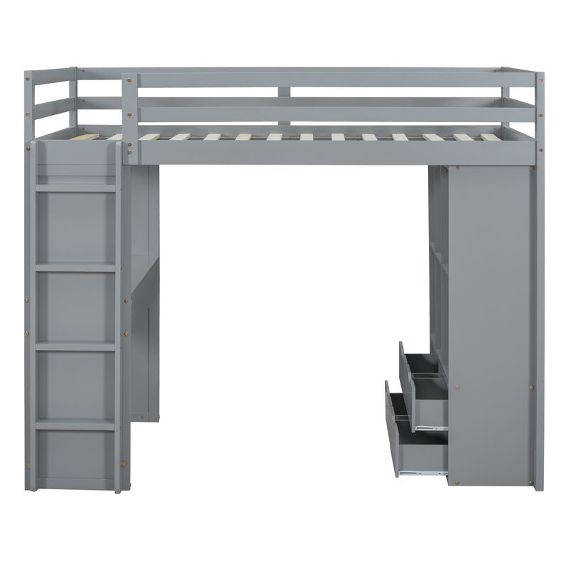 Merax Storage Loft Bed with Writing Desk