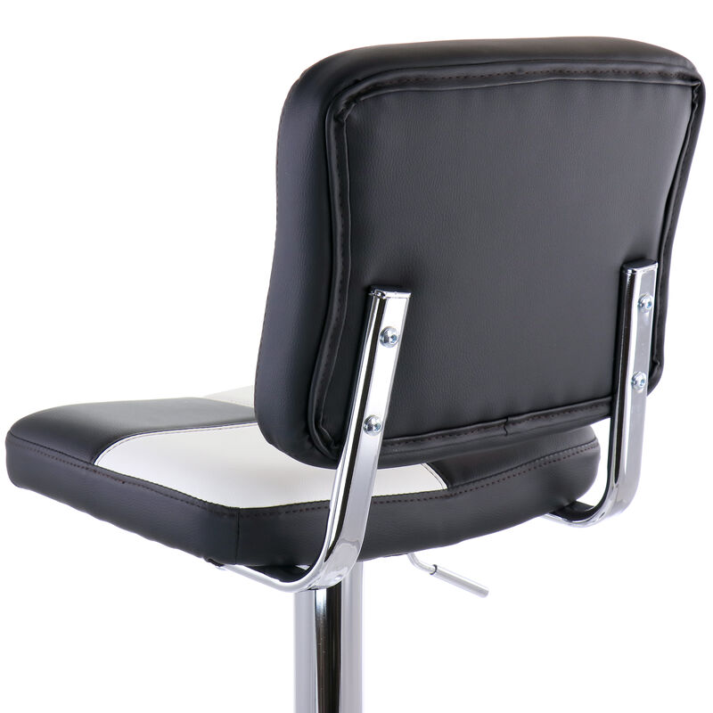 Elama 2 Piece Adjustable Faux Leather Bar Stool in Black and White with Chrome Base