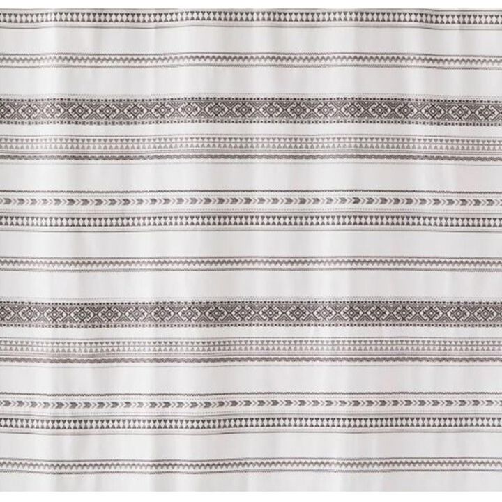 Saturday Knight Ltd Geo Woven Designs Stripe Fabric Bath Shower Curtain - 70x72", Black/Beige
