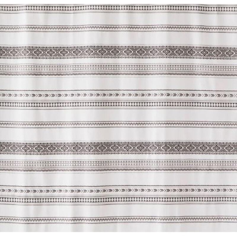 Saturday Knight Ltd Geo Woven Designs Stripe Fabric Bath Shower Curtain - 70x72", Black/Beige