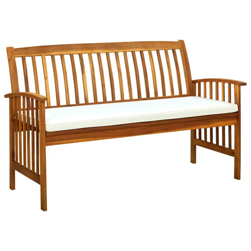 vidaXL Garden Bench with Cushion 57.9" Solid Acacia Wood