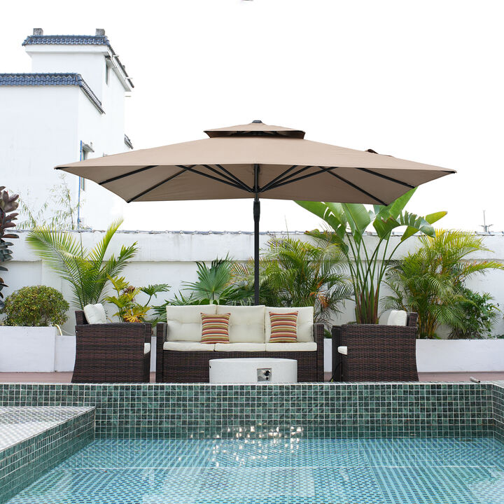 MONDAWE 10 ft. Square Offset Cantilever Outdoor Patio Umbrella