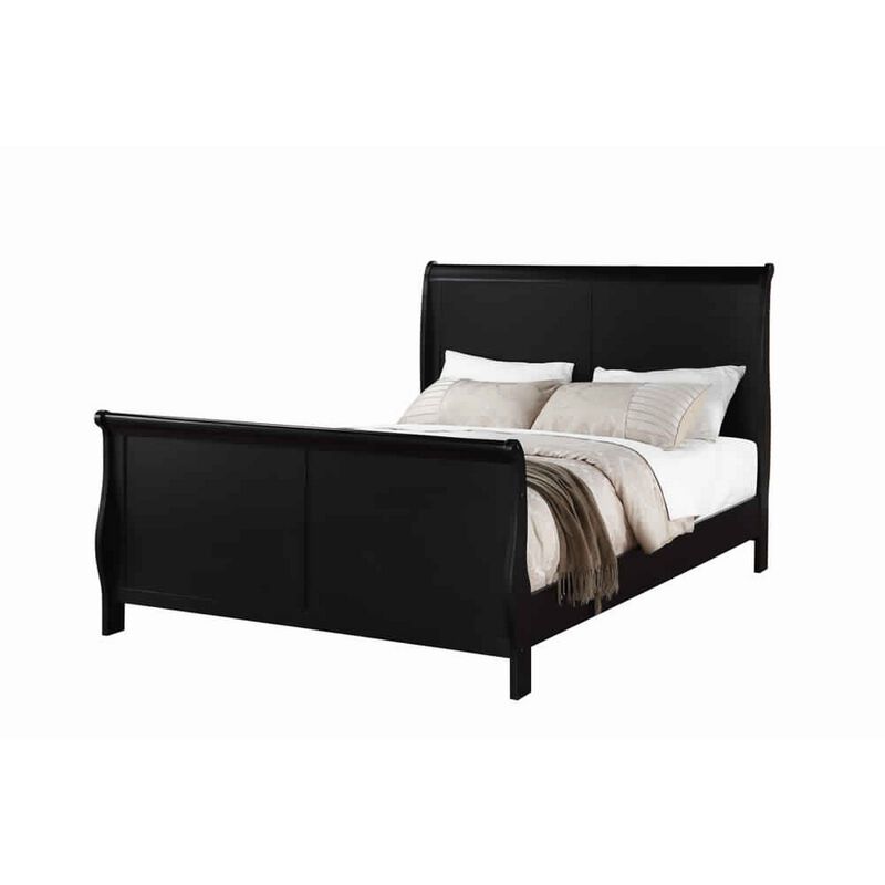 Gorgeous Queen Louis Phillippe Bed , Black-Benzara