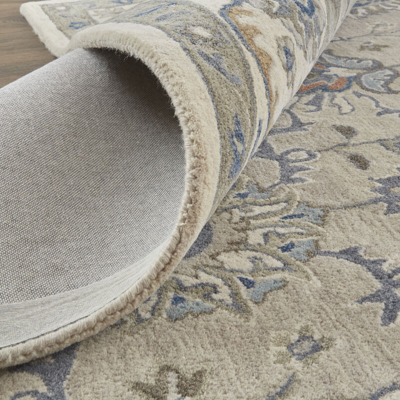 Rylan 8640F Taupe/Ivory/Blue 5' x 8' Rug
