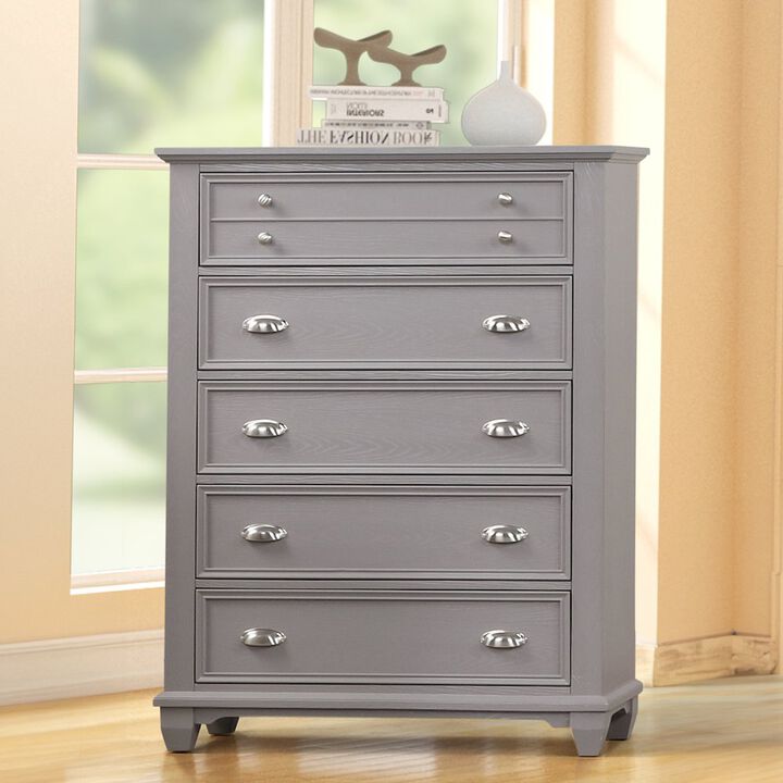 New Classic Furniture Jamestown Wood 5-Drawer Chest, Gray