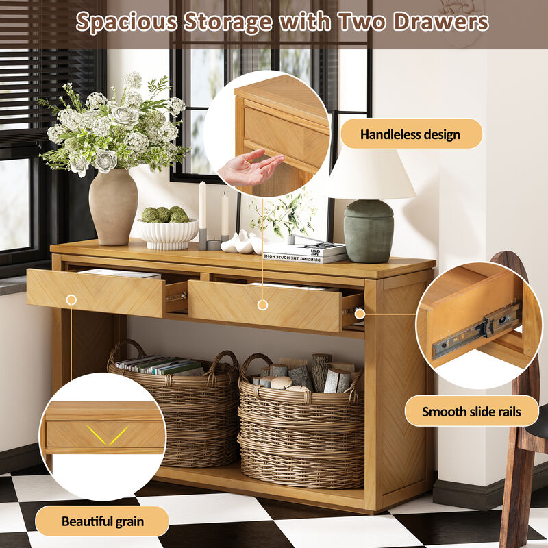 Merax Rustic Wooden Entryway Console Table with Storage Drawers