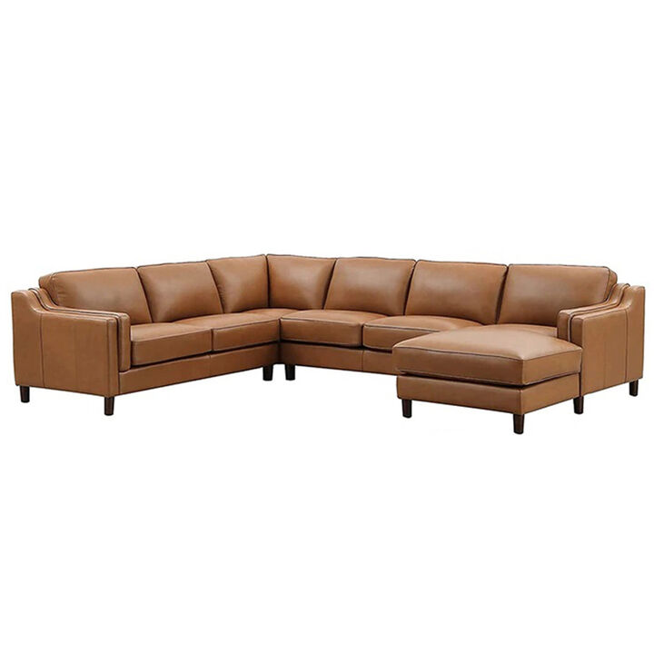 Bella Top Grain Leather U-Shaped Sectional with Right Chaise