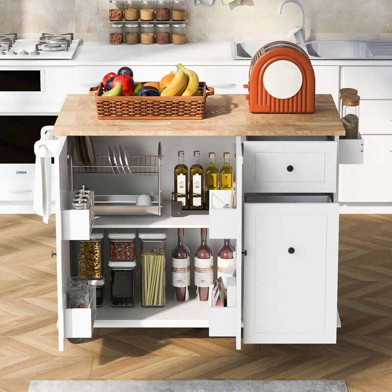 Streamdale Rolling Kitchen Island Cart with Drop Leaf & Storage