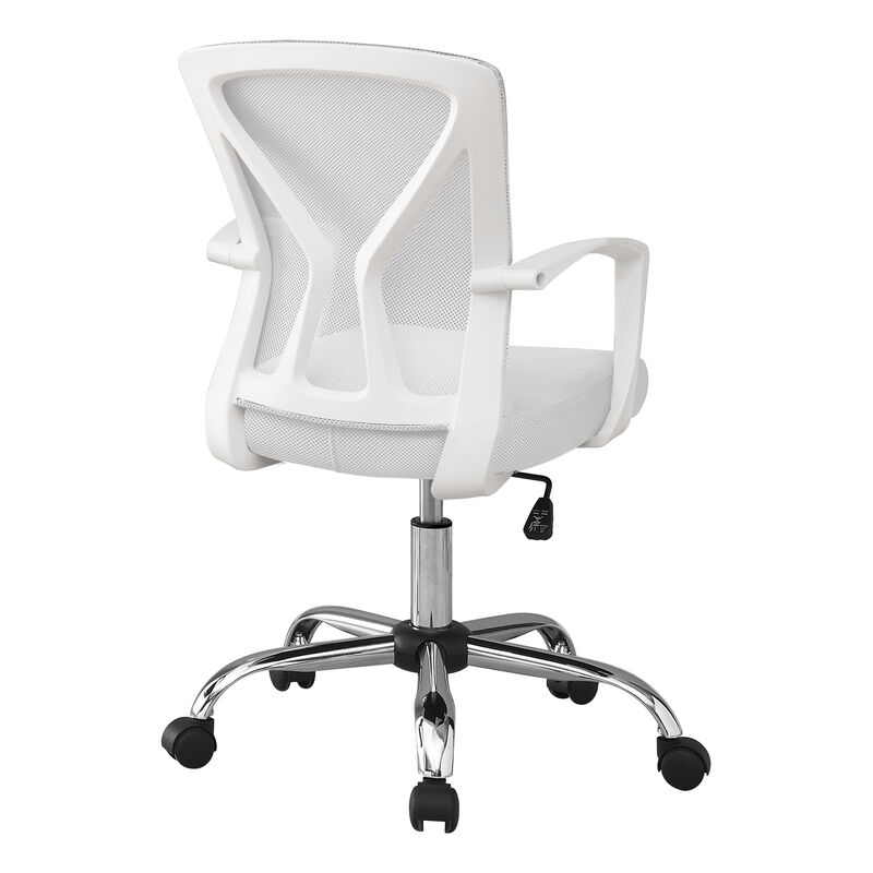 Monarch Specialties I 7462 Office Chair, Adjustable Height, Swivel, Ergonomic, Armrests, Computer Desk, Work, Metal, Fabric, White, Chrome, Contemporary, Modern