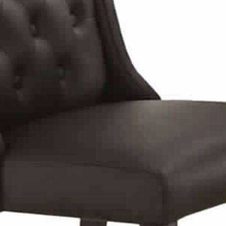 Button Tufted Royal Dining Chair, Set Of 2, Dark Brown-Benzara