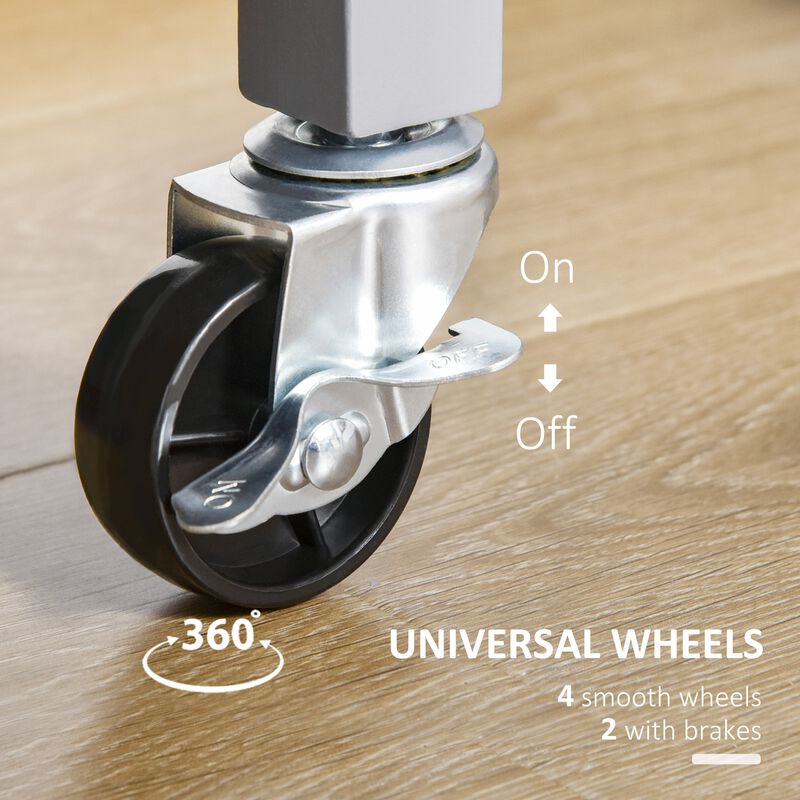 Grey Kitchen Helper: Rolling Utility Cart with Rubberwood Top and Storage