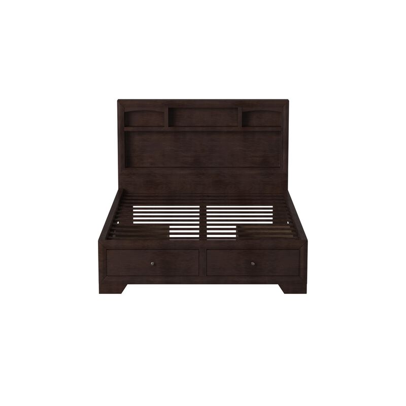 Madison II Queen Bed With Storage, Brown-Benzara