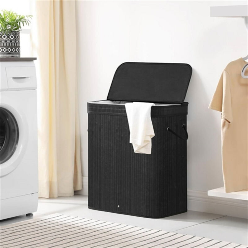 26-Gallon Wicker Wood Laundry Hamper with Removable Cotton Liner Bag