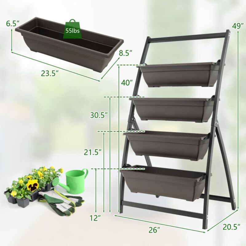 Hivvago 4-Tier Vertical Raised Garden Bed with 4 Containers and Drainage Holes