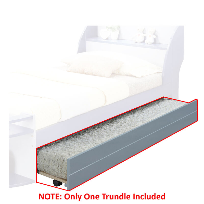 Transitional Style Wooden Trundle Bed with Caster Wheels, Gray - Benzara