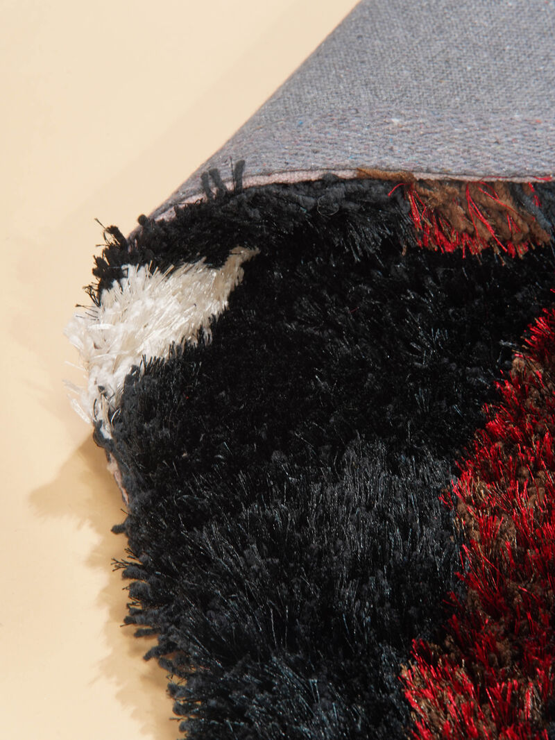 RUGSOTIC CARPETS HAND TUFTED SHAG POLYESTER ECO-FRIENDLY AREA RUGS  - 4'x6', Rectangle, Black Multicolor, Geometric Modern Design, High Pile Thick Handmade Anti Skid Rugs for Living Room K00005