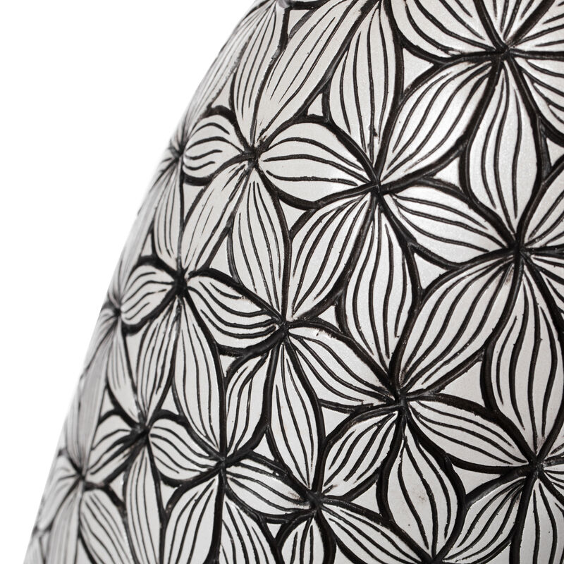 Timeless Flower-Inspired Ceramic Vase - Unique White 7-Inch-Dia Round Table Decor for Entryway, Dining Room, Living Room - Classic White Pottery - Elegant Home Accent with Chic Floral Touch