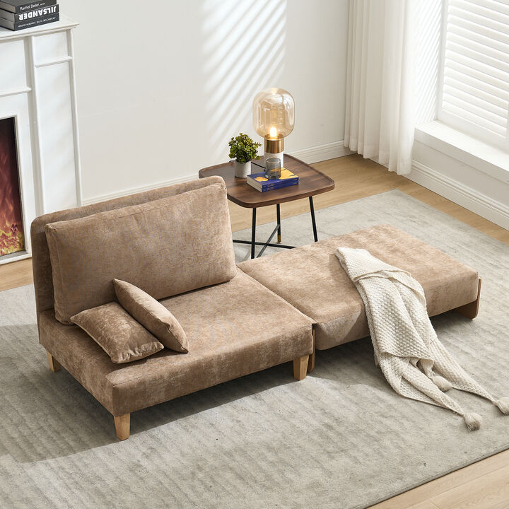 Merax Foldable Chenille Sofa Chair Convertible Futon Sleeper