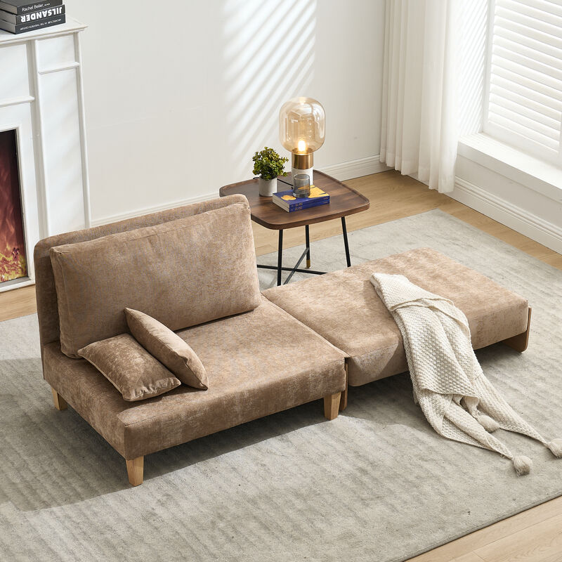 Merax Foldable Chenille Sofa Chair Convertible Futon Sleeper