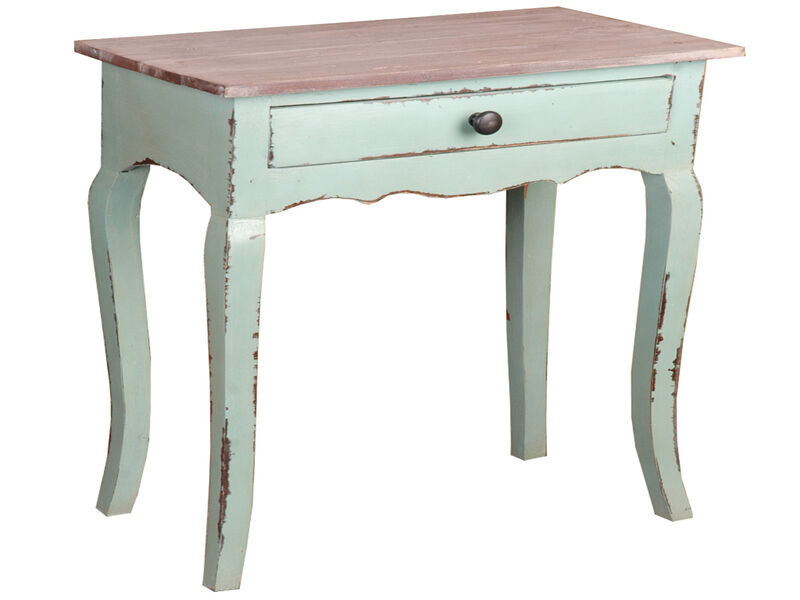Shabby Chic Cottage 23.8 in. Bahama Rectangular Solid Wood End Table with 1 Drawer