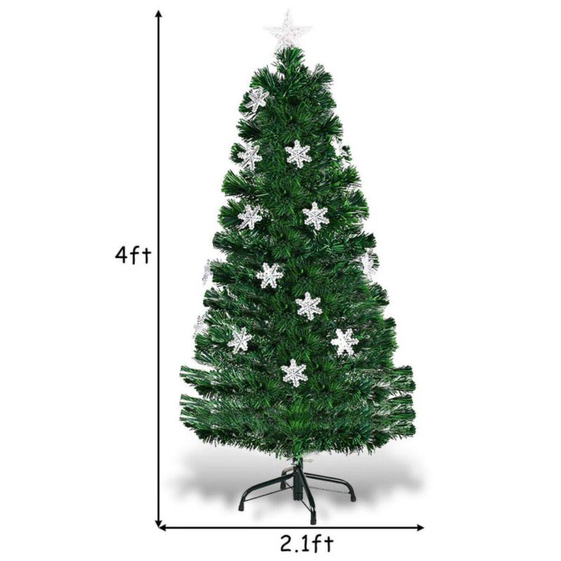 Hivvago 3/4/5/6 Feet LED Optic Artificial Christmas Tree with Snowflakes