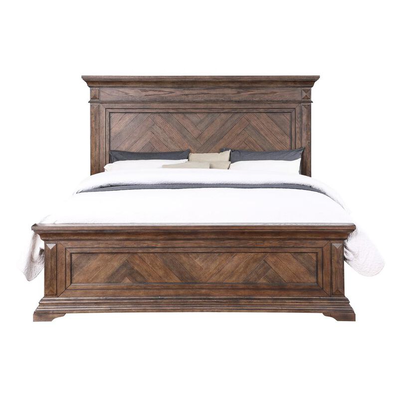 New Classic Furniture Furniture Mar Vista Contemporary Solid Wood 6/6 Ek King Bed in Walnut