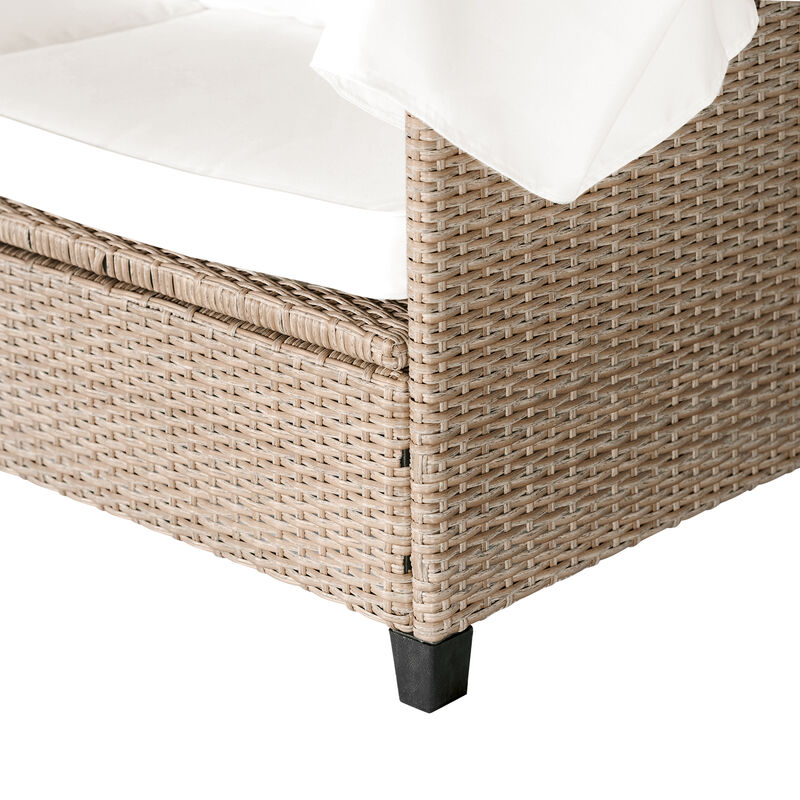 Merax UV-Proof Resin Wicker Patio Sofa Set with Canopy