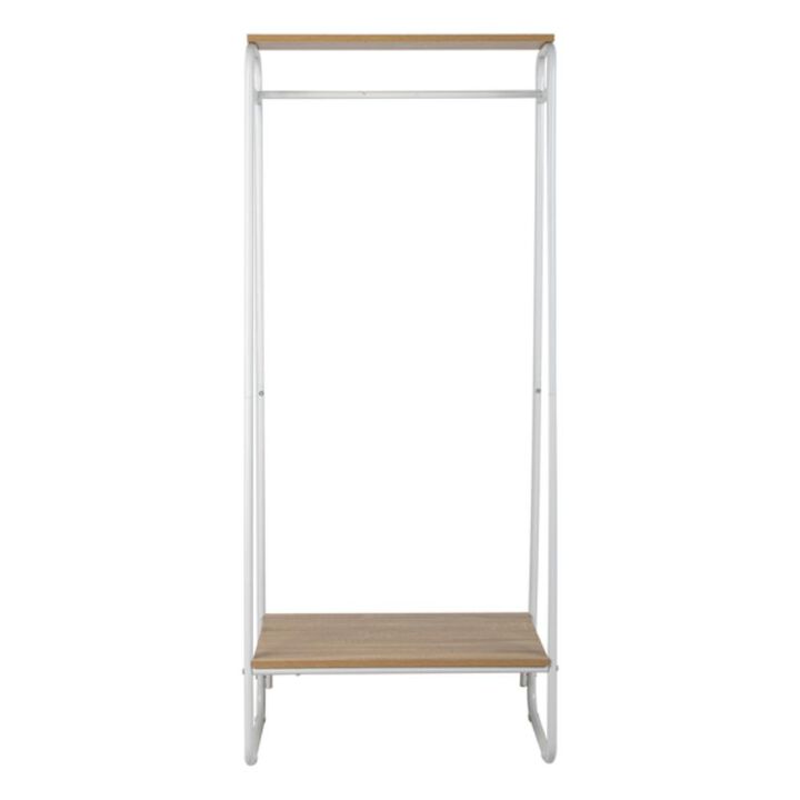 Freestanding Clothes Rack with Shelf, Adjustable Clothing Storage Organizer