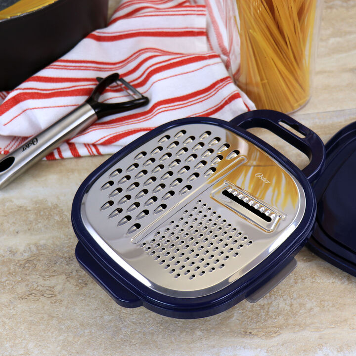 Oster Flat Bluemarine 3 Piece Grater and Container Set in Navy