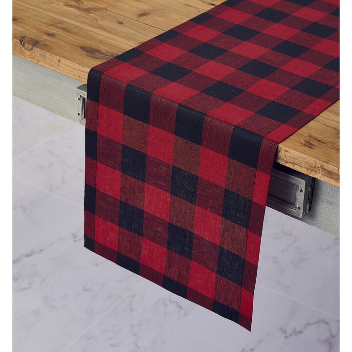 Solino Home 100% Pure Linen Table Runner | Buffalo Check