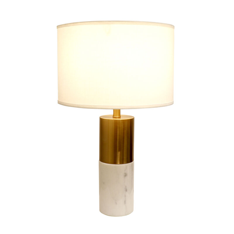 Pasargad Home Rhoda Marble White/Gold Table Lamp, H25"