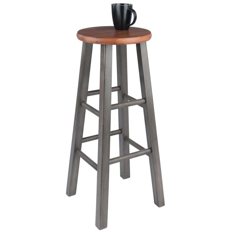 Ivy Bar Stool 29", Rustic Teak / Gray Finish
