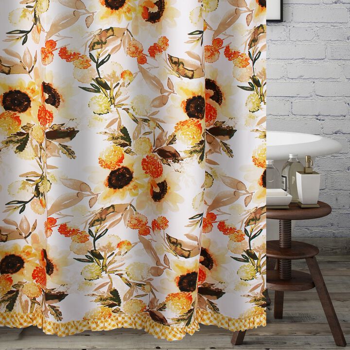 Somerset Ruffle-Trimmed Shower Curtain 72 "x 72" Gold by Greenland Home Fashion