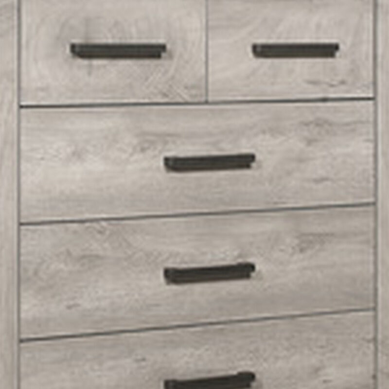 Deena 49 Inch 6 Drawer Tall Dresser Chest with Metal Handles, Light Gray - Benzara