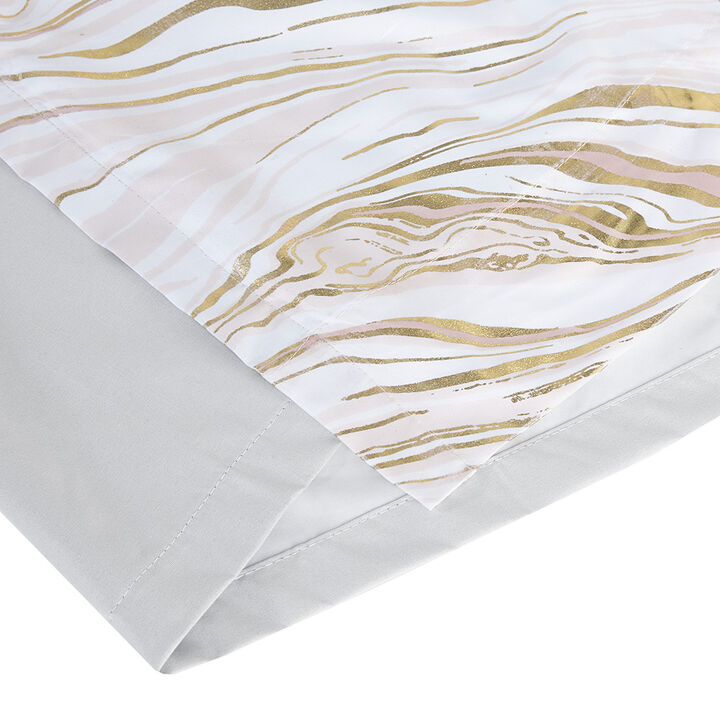 Gracie Mills Gilmore Modern Marble Metallic Printed Single Total Blackout Grommet Top Curtain - 50x63"