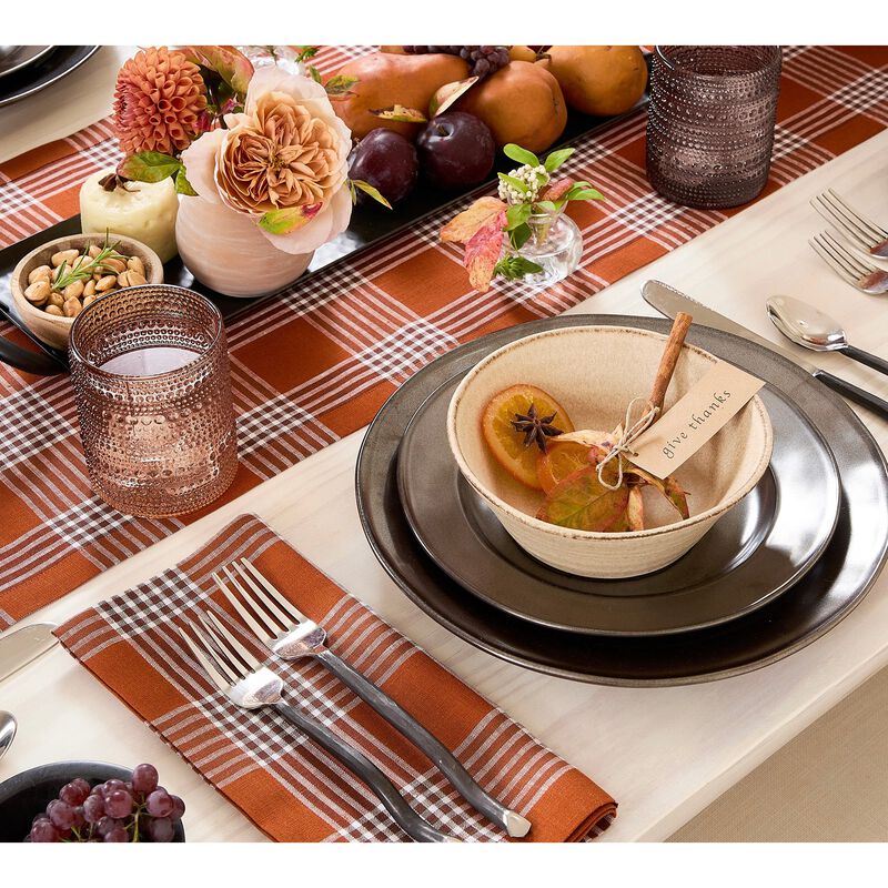 Solino Home 100% Pure Linen Table Runner | Glen Check Harvest Plaid