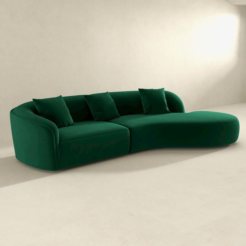 Ashcroft Furniture Elijah Japandi Style Curvy Sectional Sofa 126