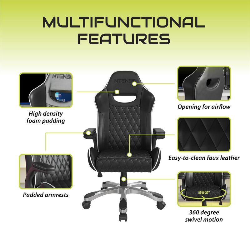 Galaxy Gaming and Office Chair, Black Faux Leather