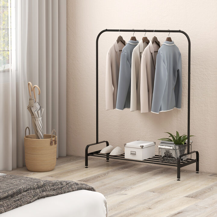 SUGIFT Heavy Duty Clothes Stand Rack with Top Rod and Lower Storage Shelf