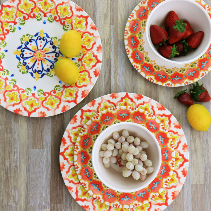 Laurie Gates California Designs Tamayo 12 Piece Melamine Dinnerware Set in Multi-Color