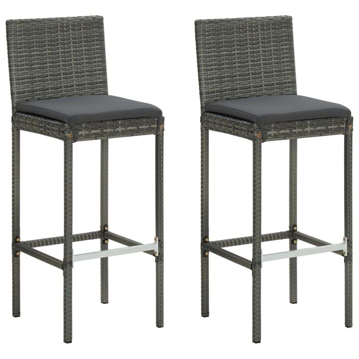 vidaXL 3 Piece Outdoor Bar Set with Cushions Poly Rattan Gray