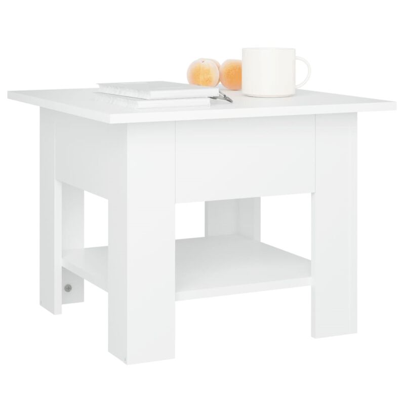 vidaXL Coffee Table White 21.7"x21.7"x21.7" Chipboard