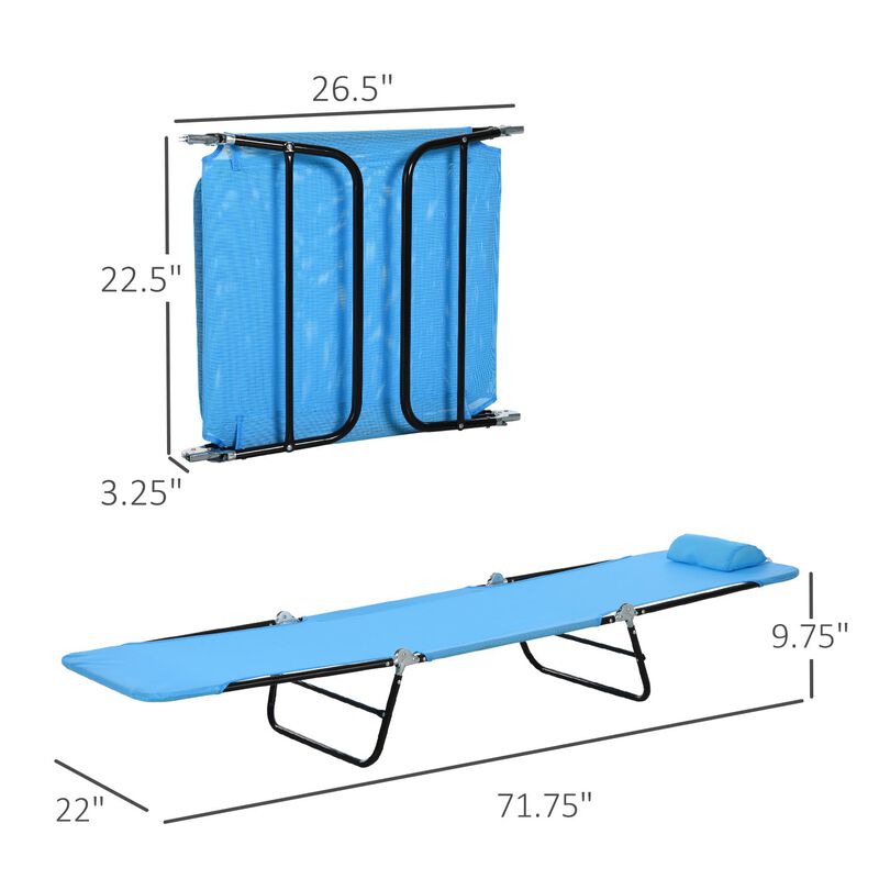 Blue/Black Beach Lounger: Portable Folding Chaise with Adjustable Back