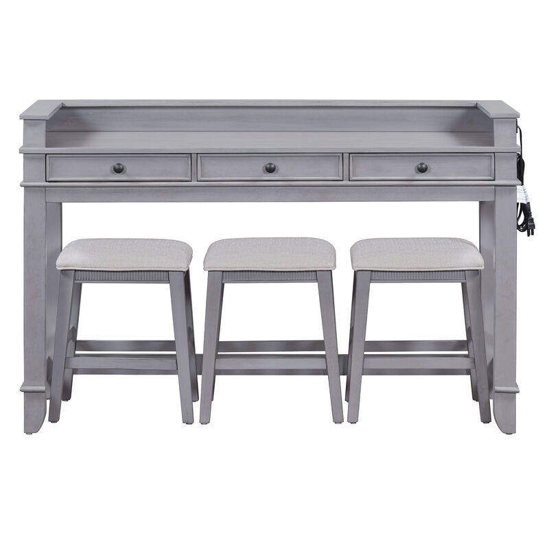 Merax 4-piece Dining Bar Table Set with 3 Stools