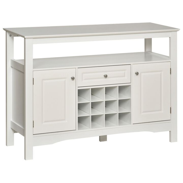 White Dining Room Hutch: Sideboard Buffet with Wine Rack and Drawer