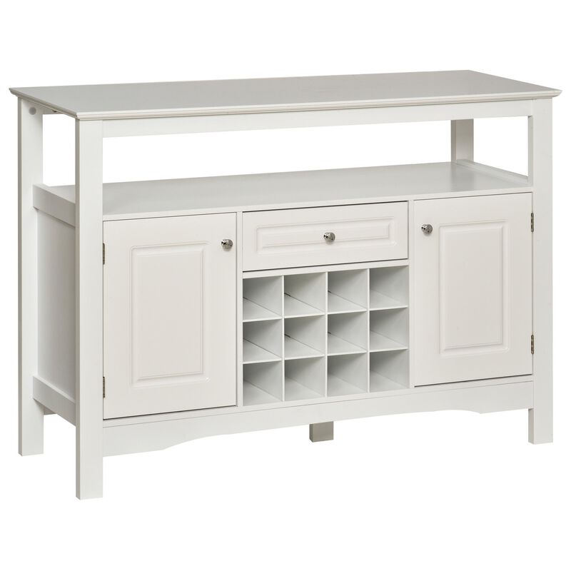 White Dining Room Hutch: Sideboard Buffet with Wine Rack and Drawer