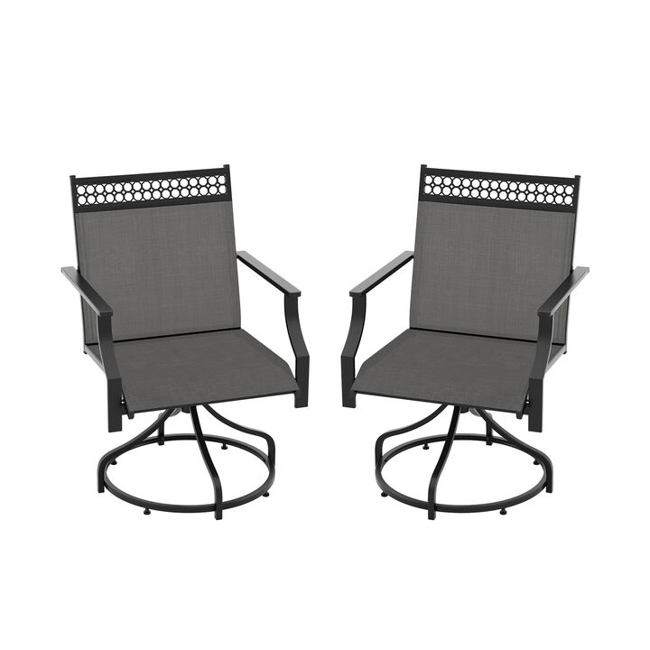 Patio Swivel Dining Chairs Set of 2 with Heavy-duty Metal Frame and Armrests