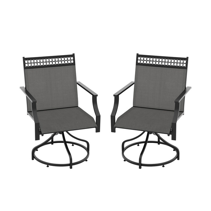 Patio Swivel Dining Chairs Set of 2 with Heavy-duty Metal Frame and Armrests