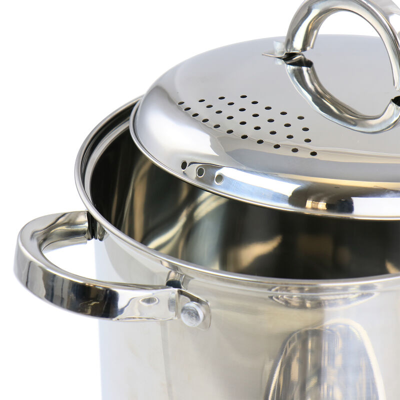 Oster Sangerfield 5 Quart Stainless Steel Pasta Pot with Strainer Lid and Steamer Basket